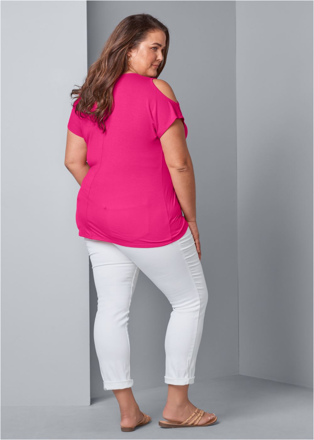 Venus Plus Size Strappy Cold-Shoulder Top