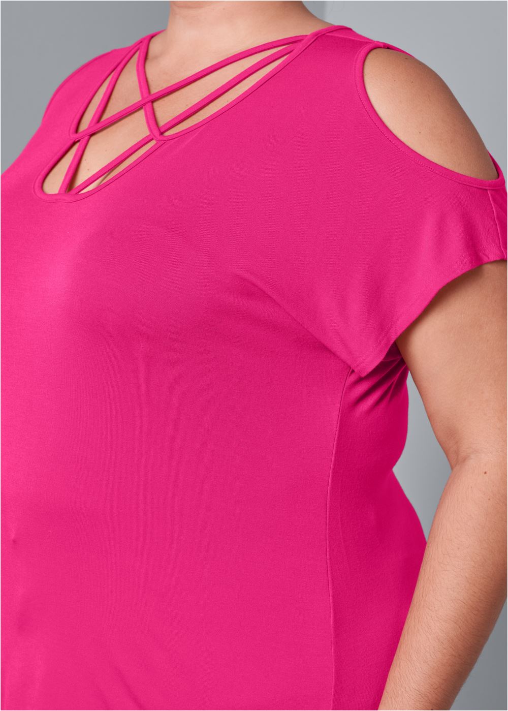 Venus Plus Size Strappy Cold-Shoulder Top