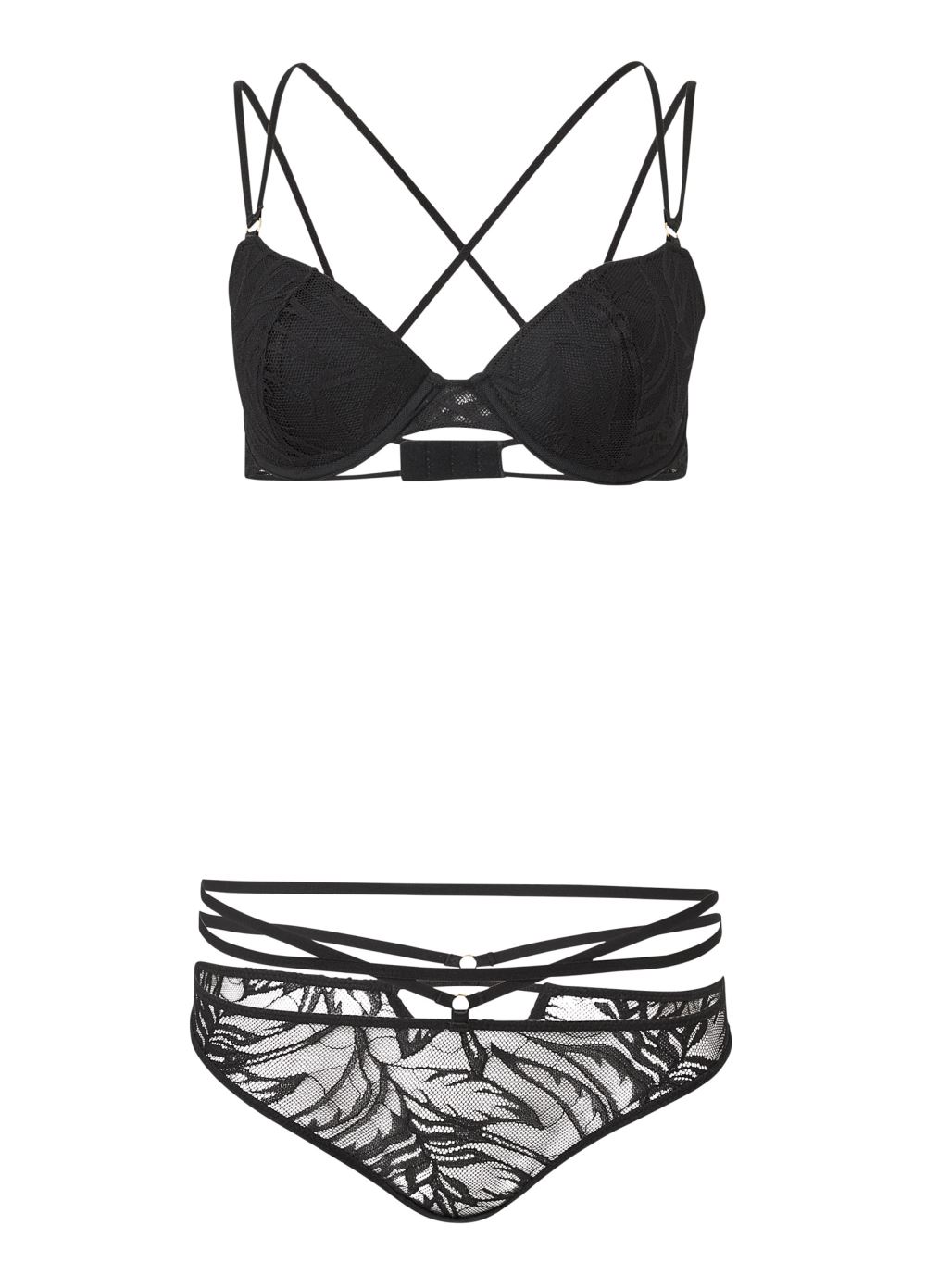 Venus Black Onyx STRAPPY BRA AND PANTY SET