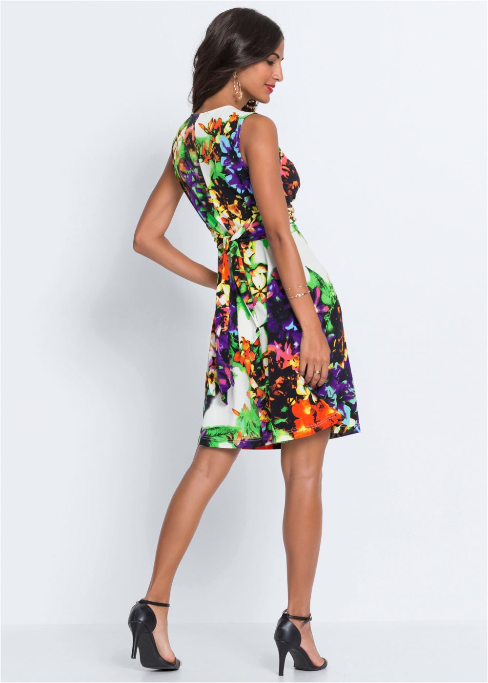 Venus Blue Multi FLORAL PRINT TIE-BACK DRESS