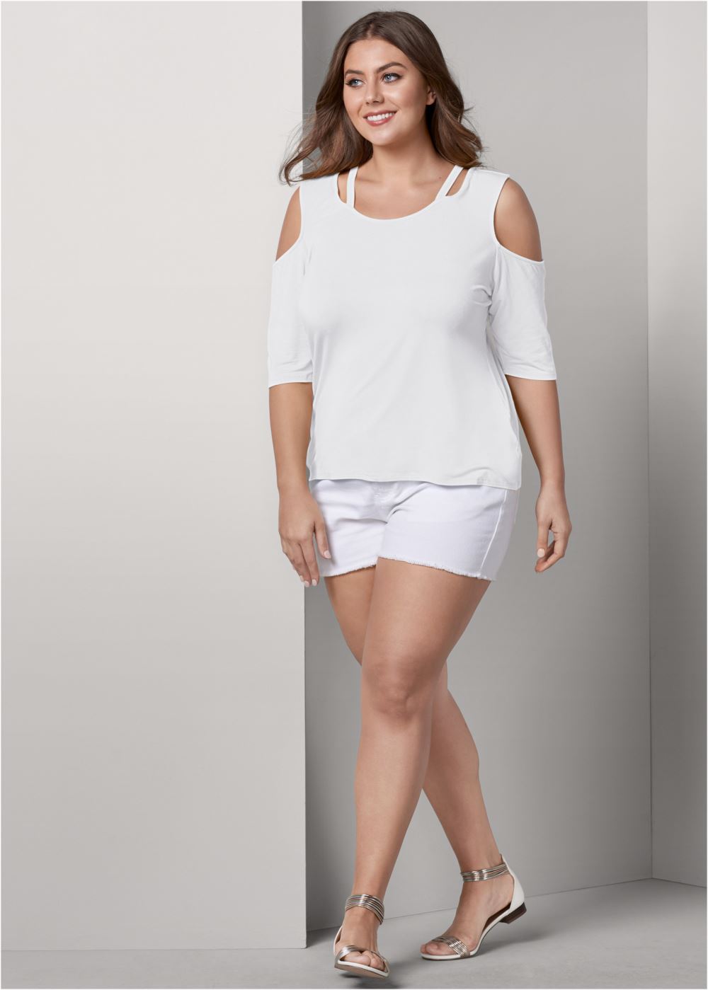 Venus Plus Size Strappy Cold-Shoulder Top