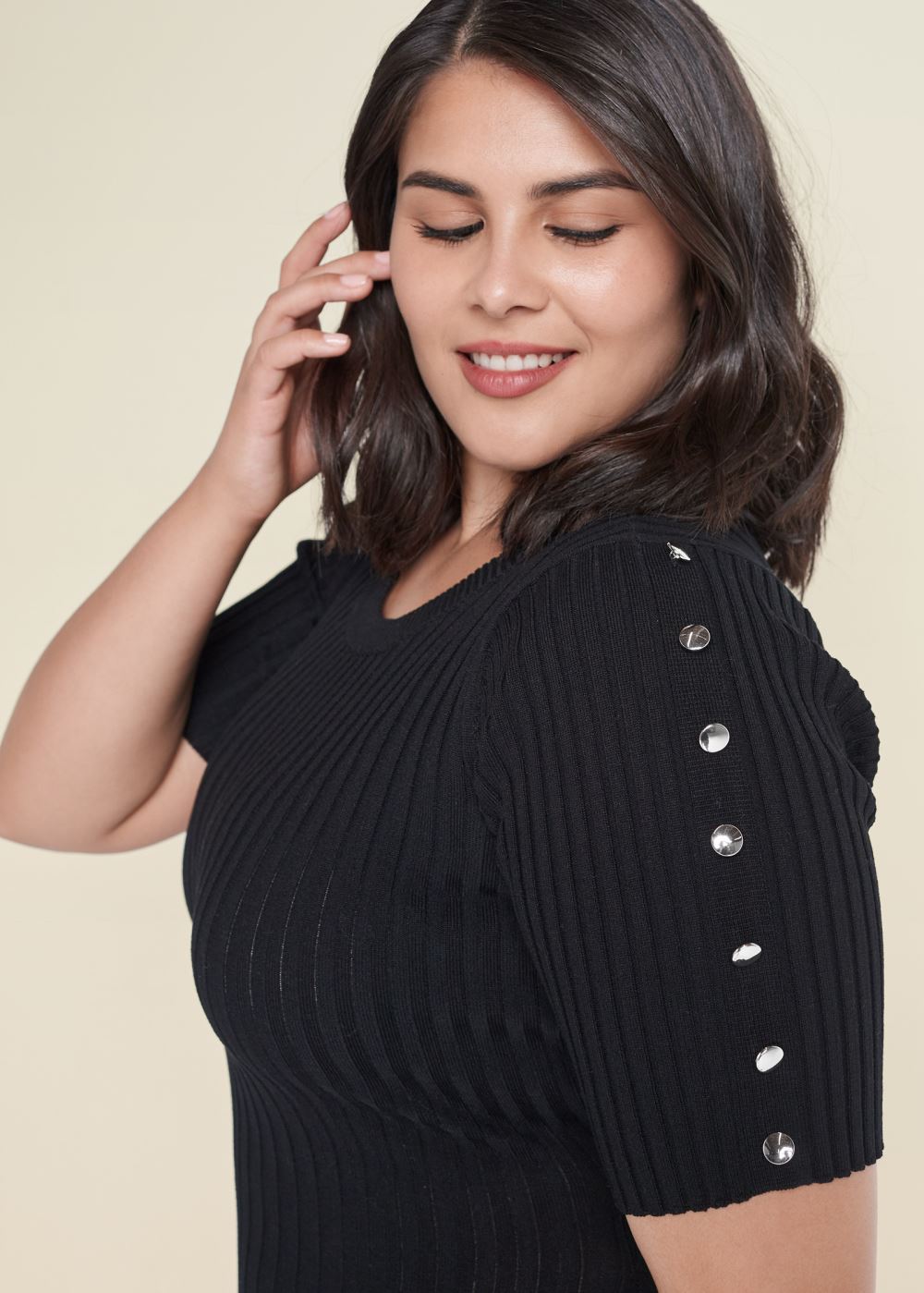 Venus Black BUTTON DETAIL SWEATER DRESS
