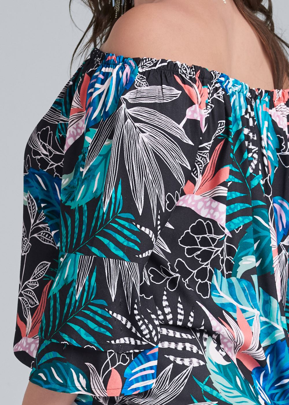 Venus Plus Size Off-Shoulder Printed Top