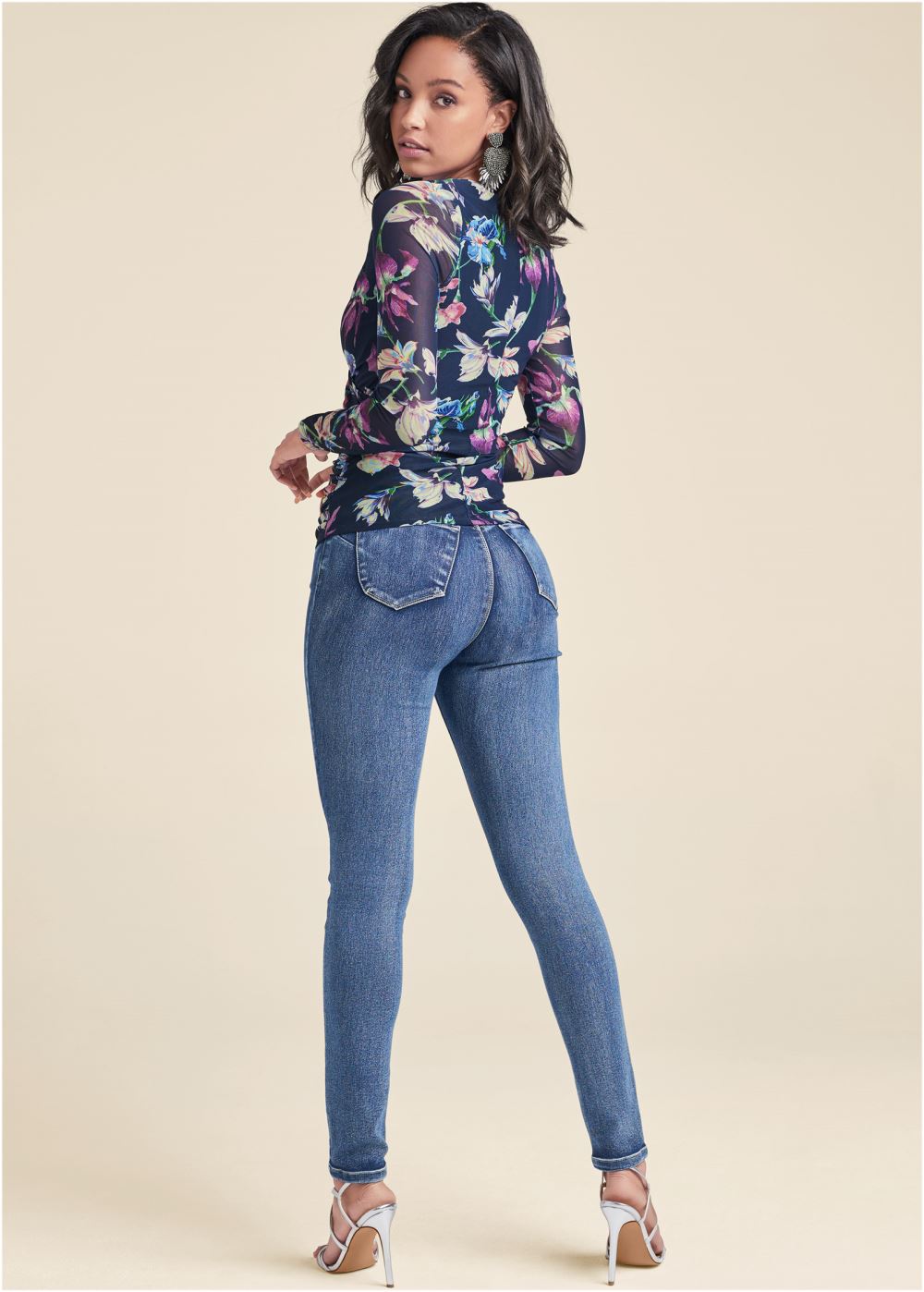 Venus Plus Size Bahamian Floral Mesh Top