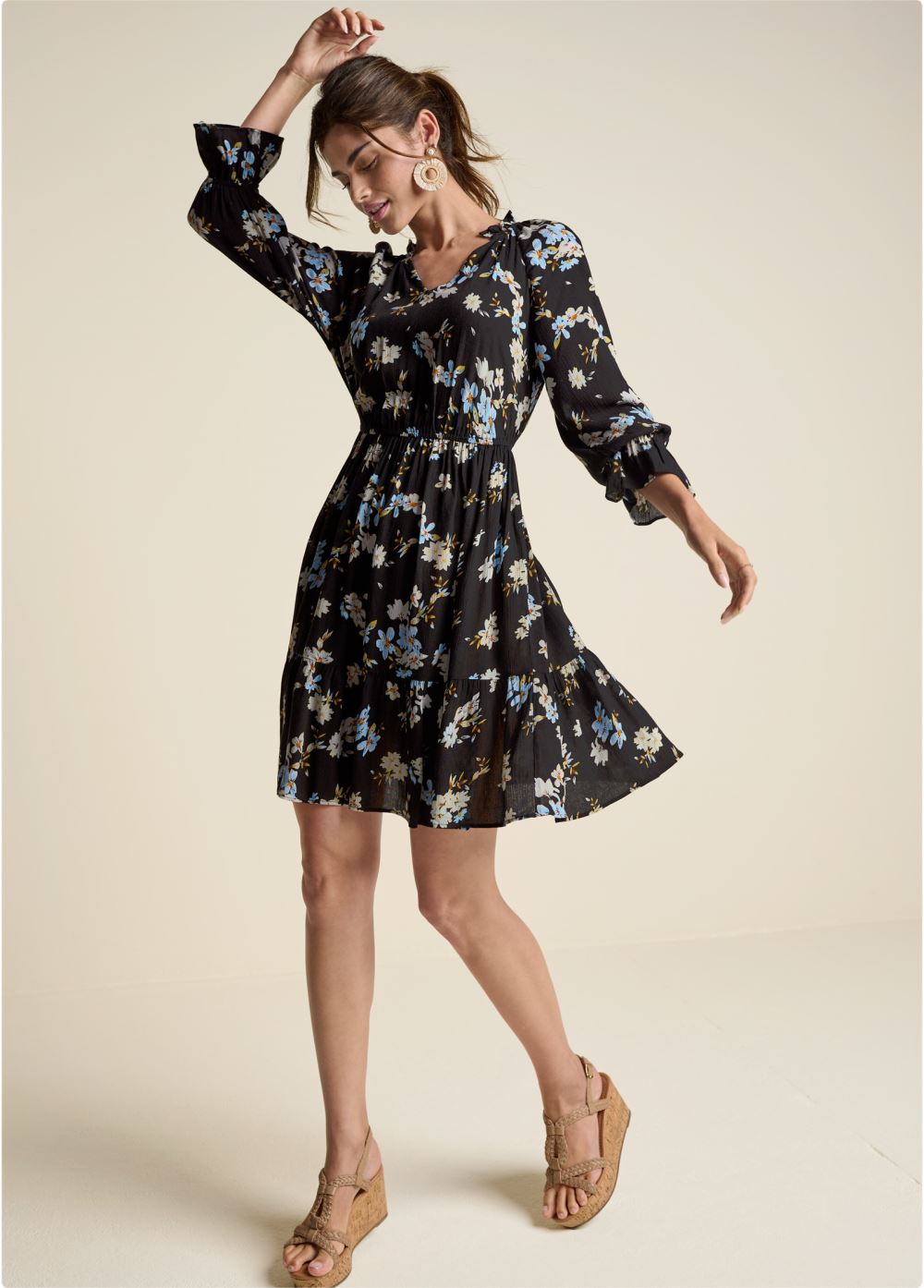 Venus Plus Size Dark Floral Dress