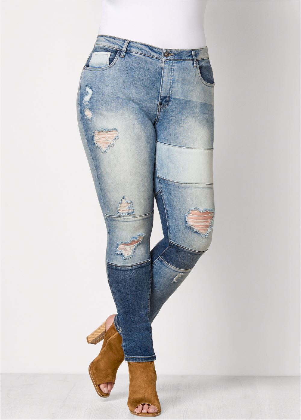 Venus Medium Wash DISTRESSED PATCHWORK JEANS