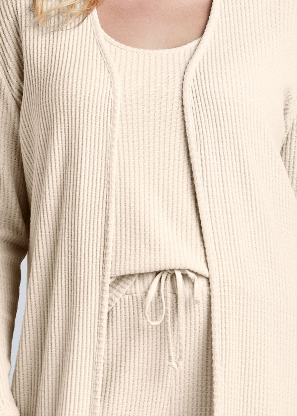 Venus Plus Size Cozy Waffle 3-Piece Set in Oatmeal