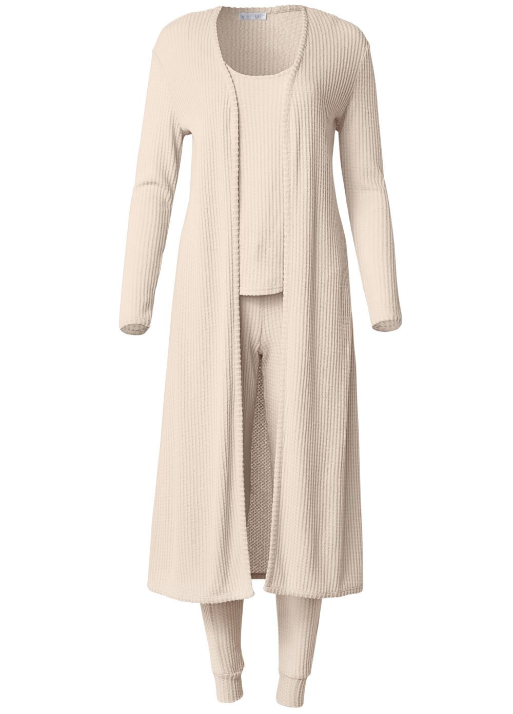 Venus Plus Size Cozy Waffle 3-Piece Set in Oatmeal