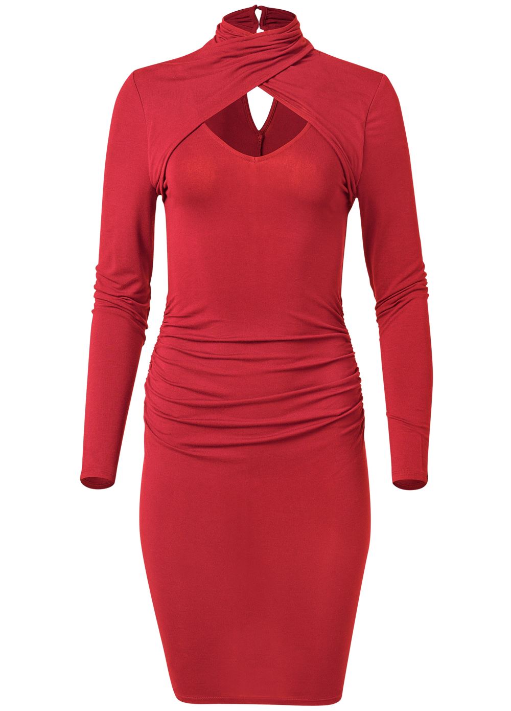Venus Red MOCK-NECK CASUAL DRESS