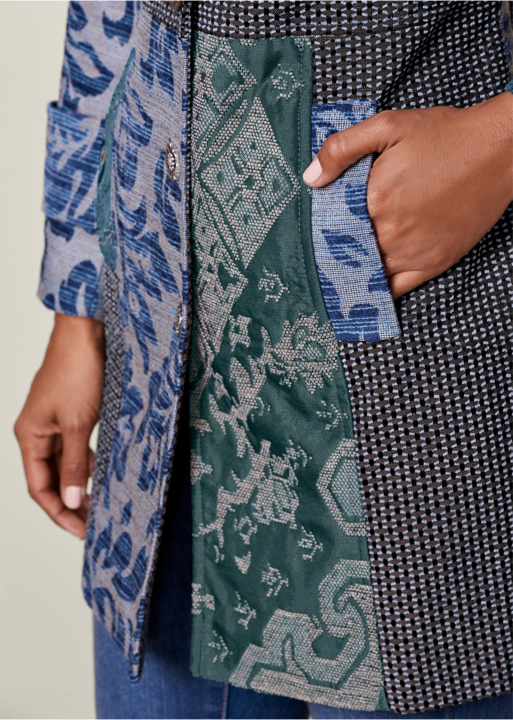 Venus Mixed Print Coat in Multi