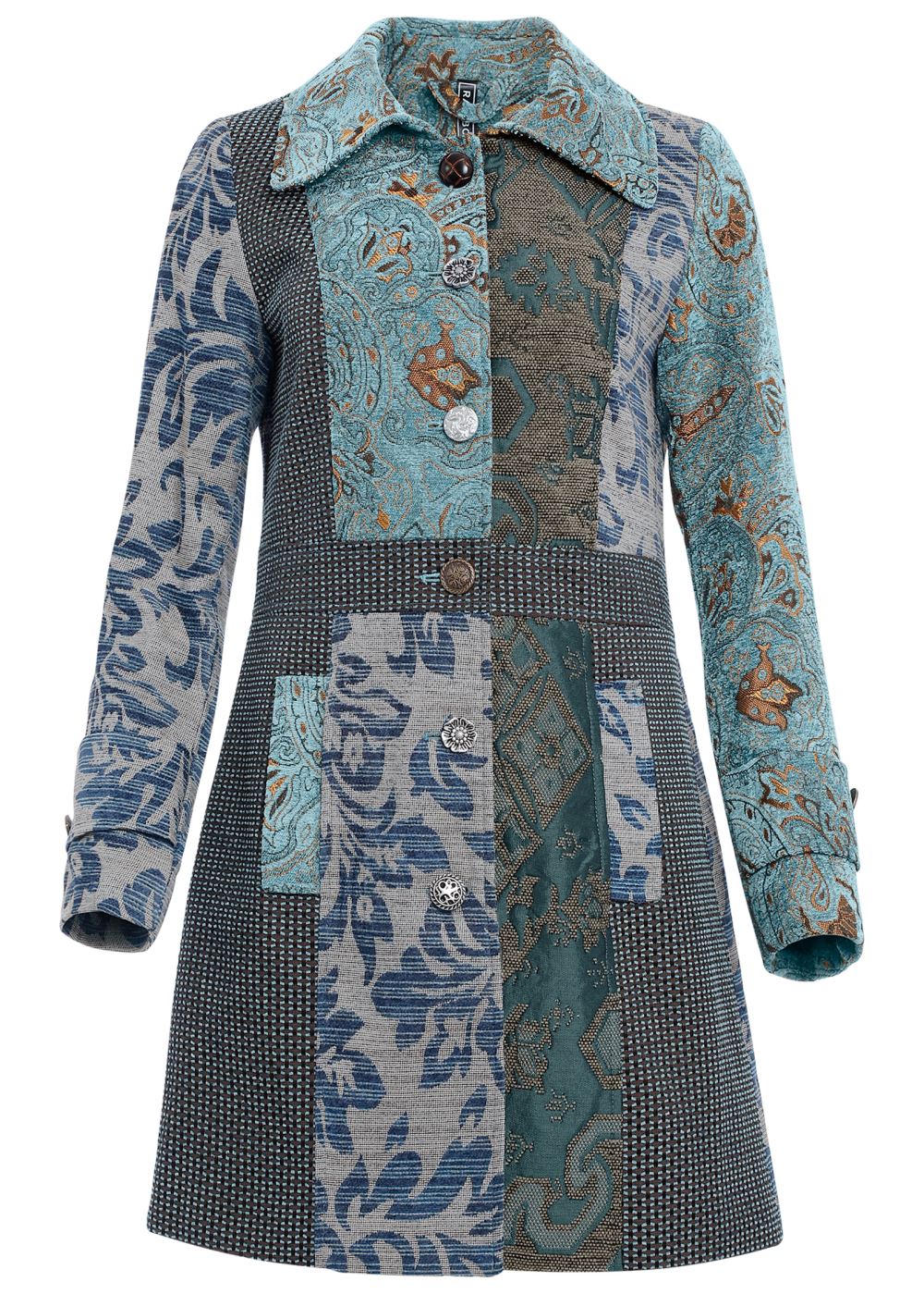 Venus Mixed Print Coat in Multi