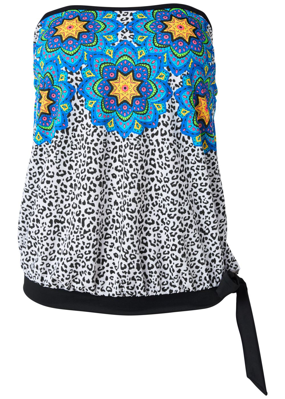 Venus Plus Size Tie Side Blouson Tankini Top Bikini - Shoreline Mosaic