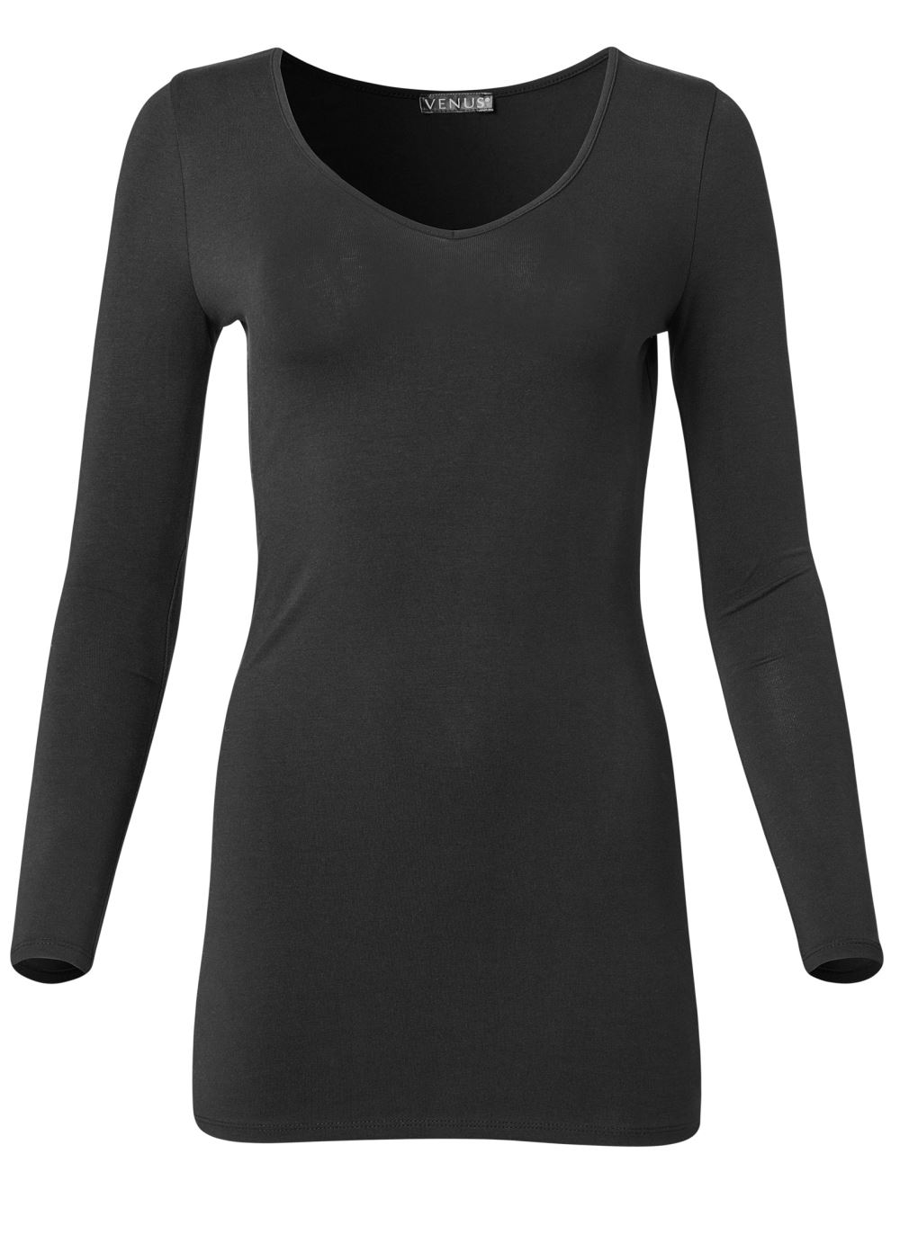 Venus Black Long Sleeve Long and Lean Tee