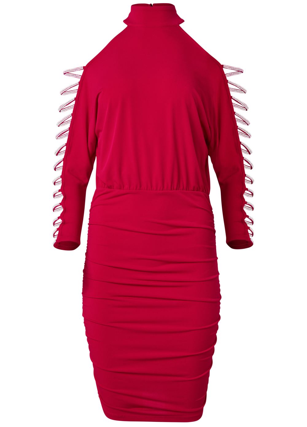Venus Red Embellished cold-shoulder dress