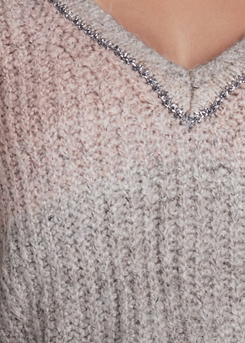 Venus Plus Size Ombre Knit V-Neck Sweater in Pink Multi