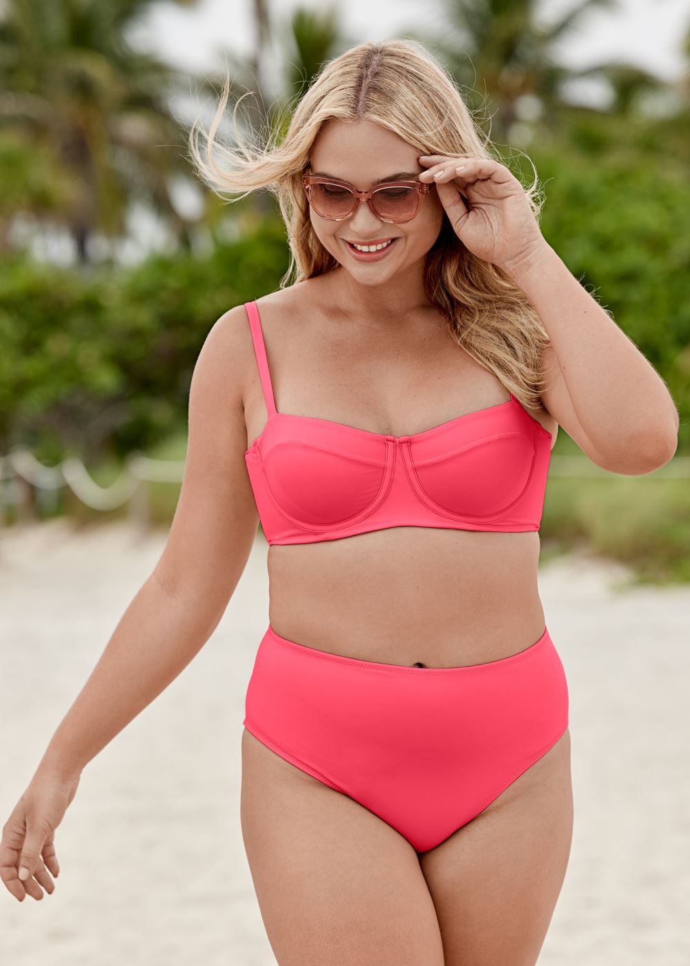 Venus Plus Size Uplift Balconette Top Bikini - Sunset Pink