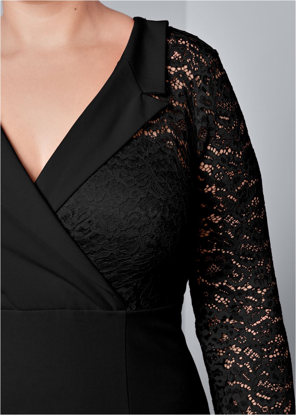 Venus Plus Size Lace Surplice Detail Dress