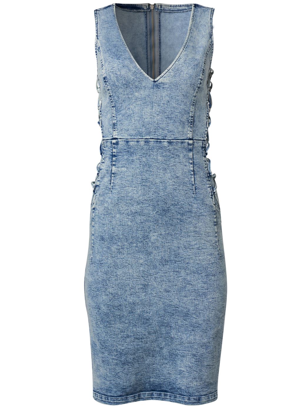 Venus Plus Size Lace-Up Denim Dress