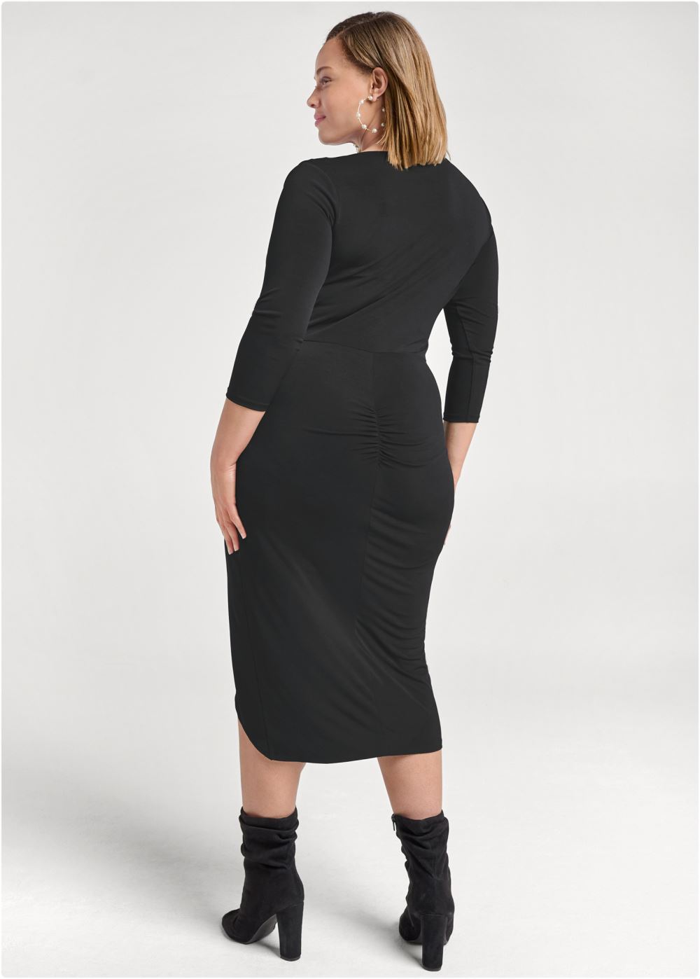 Venus Plus Size Ruched Bodycon Midi Dress