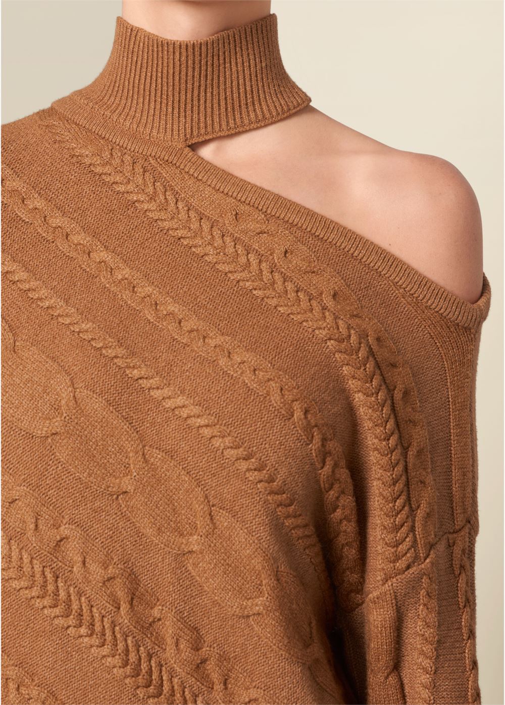 Venus Plus Size One-Shoulder Turtleneck Sweater in Black