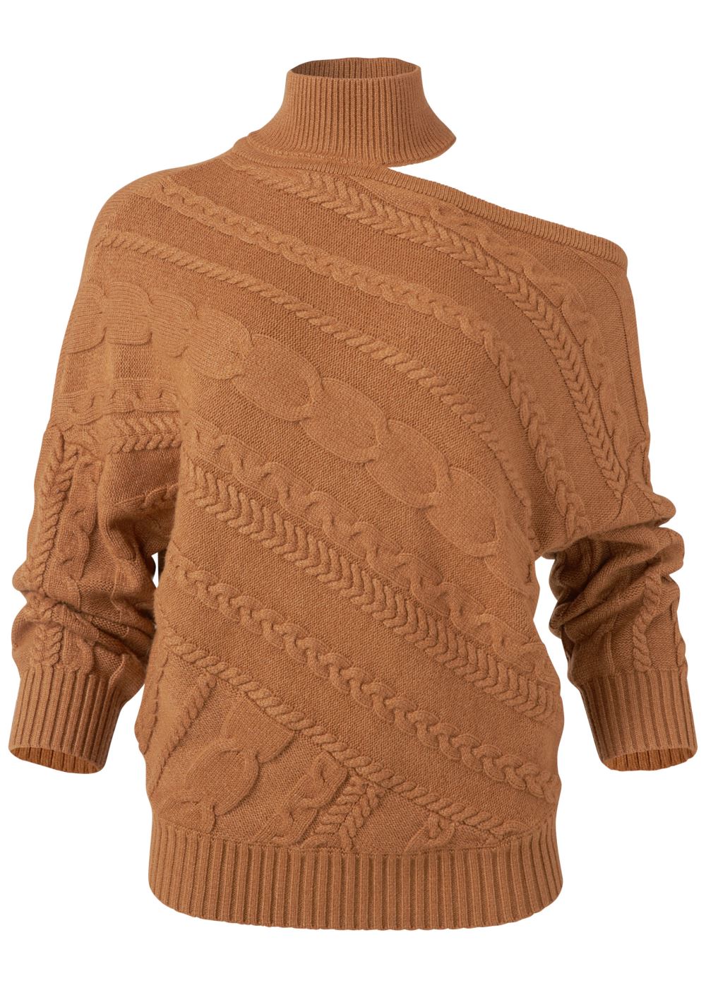 Venus Plus Size One-Shoulder Turtleneck Sweater in Black