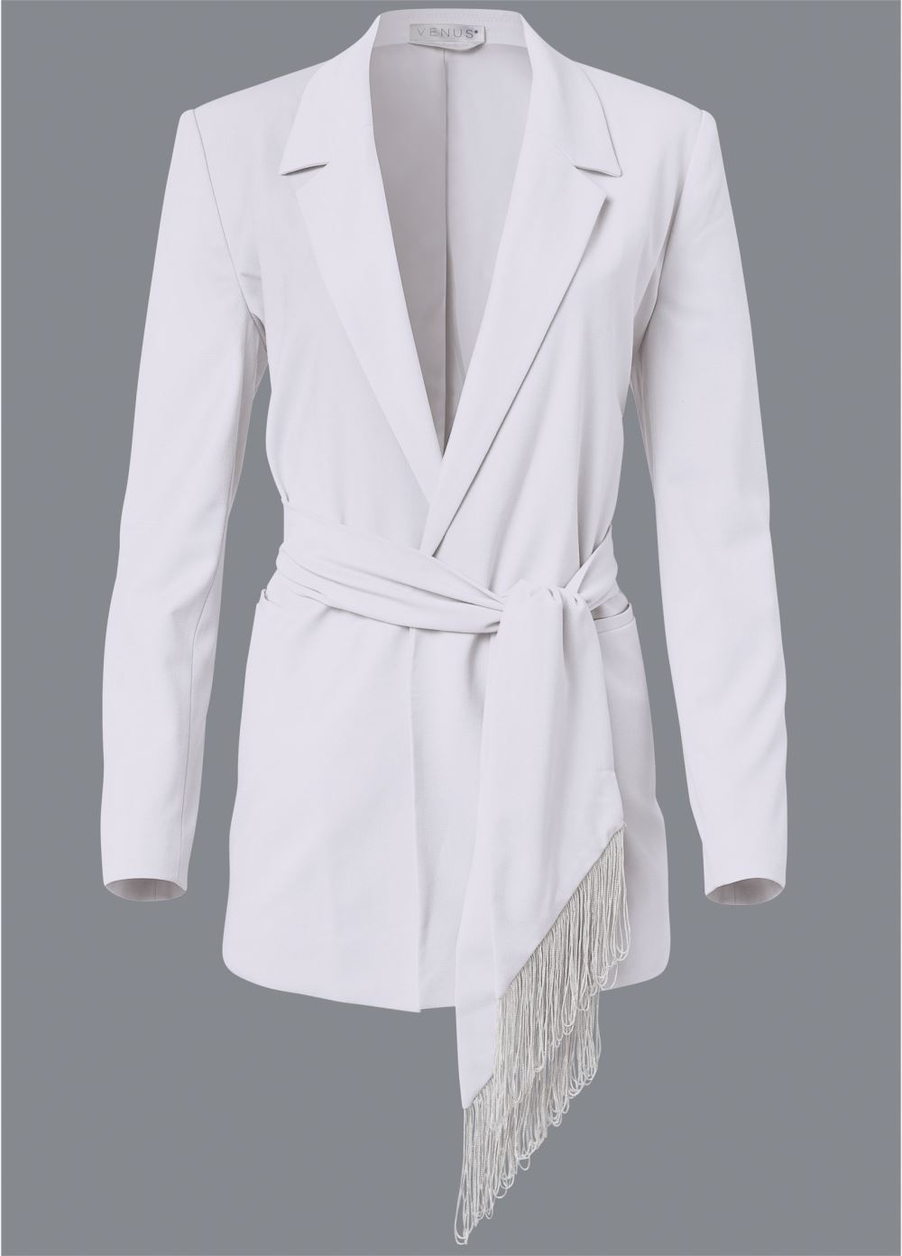 Venus Oversized Belted Blazer in White