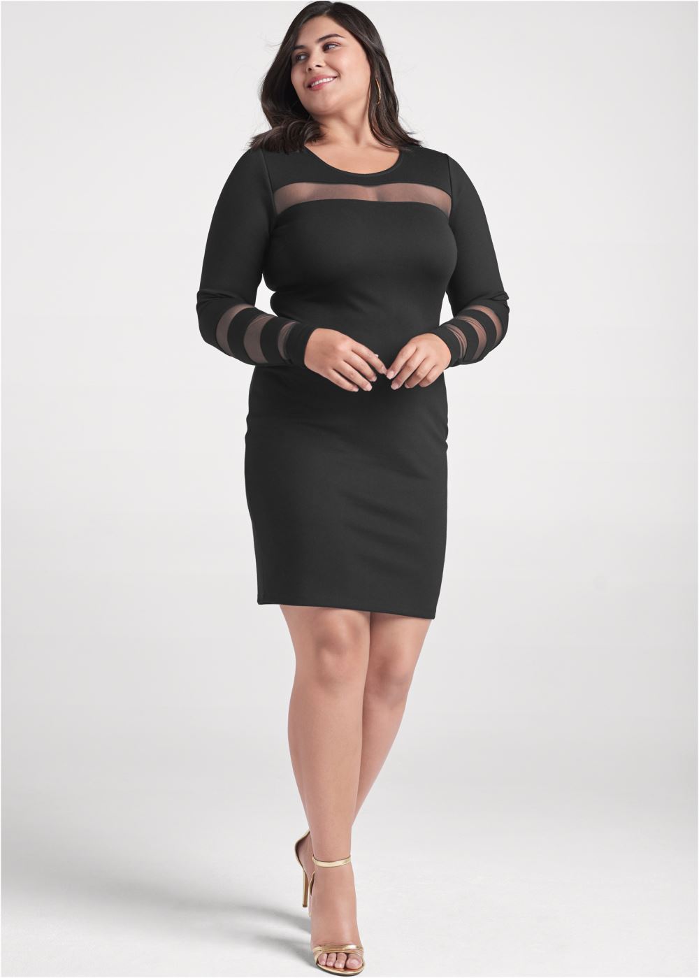Venus Black MESH DETAIL BODYCON DRESS