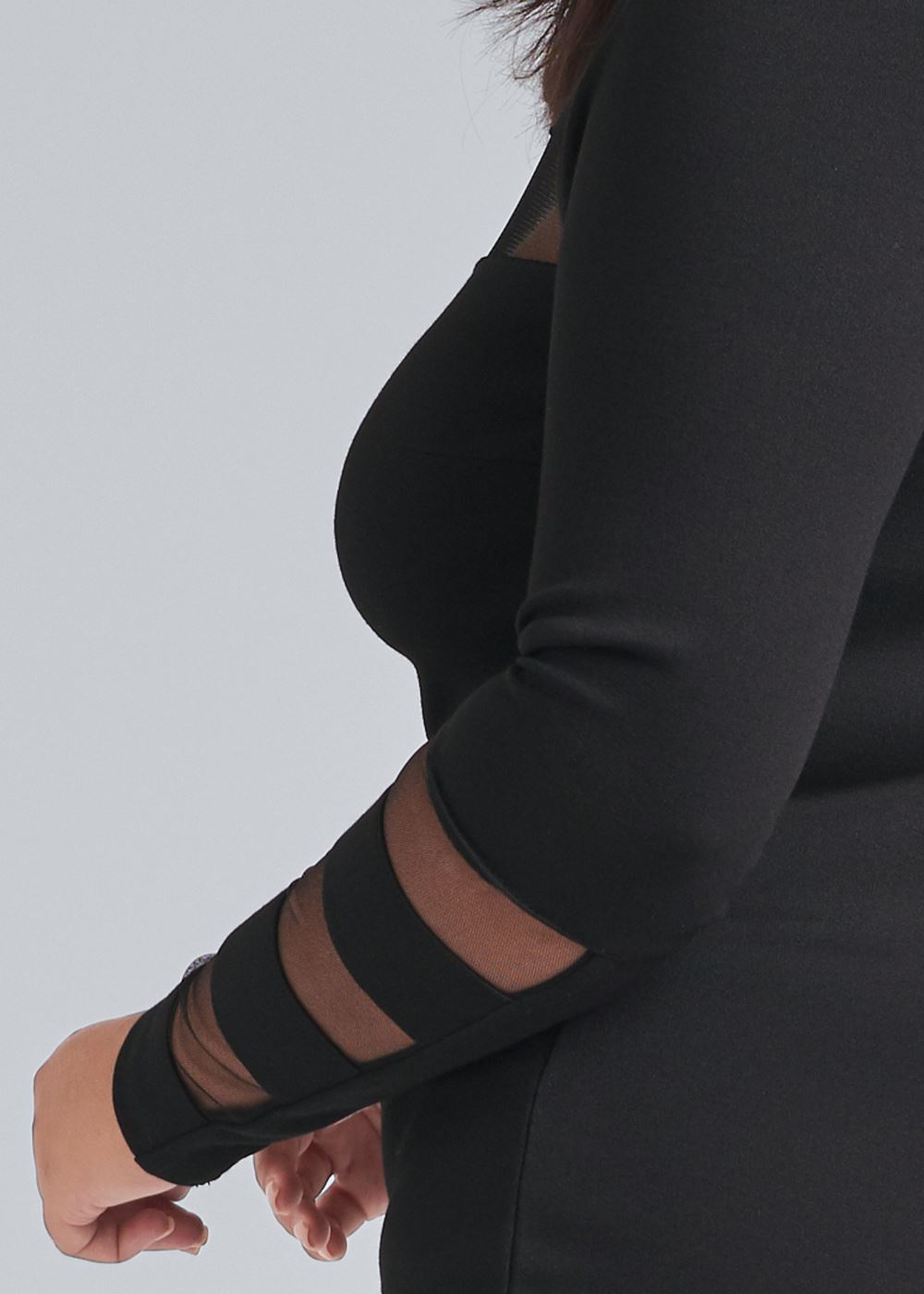 Venus Black MESH DETAIL BODYCON DRESS