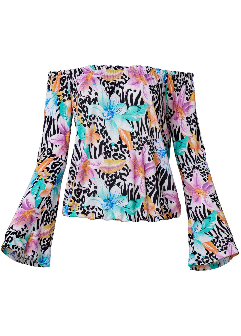 Venus Plus Size Flare Sleeve Printed Top