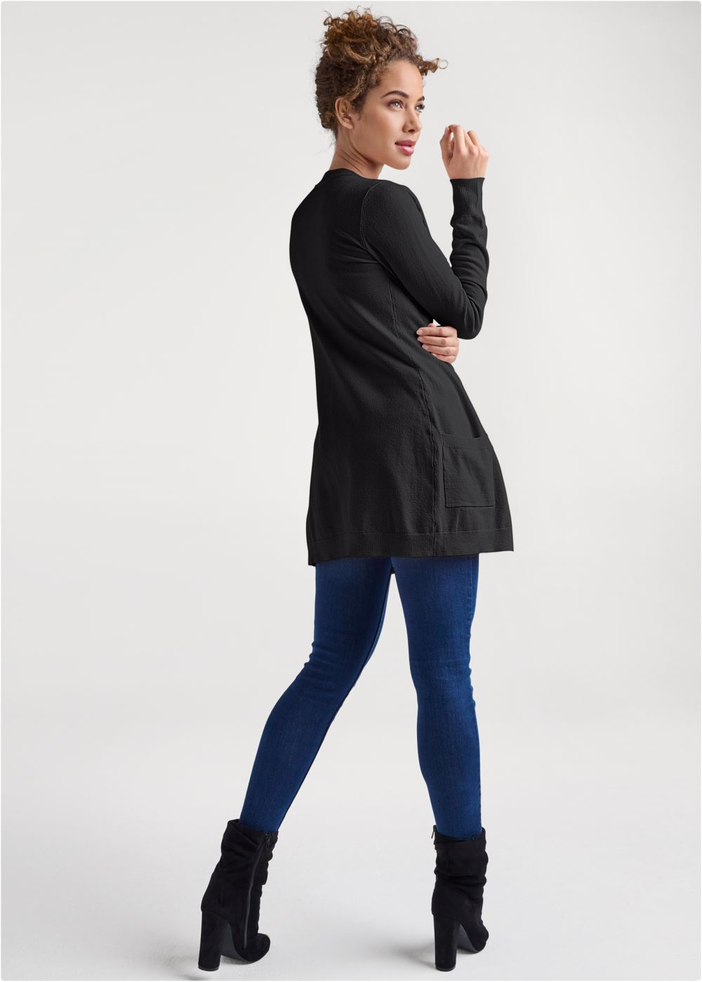 Venus Plus Size Faux-Cashmere Cardigan Set in Black
