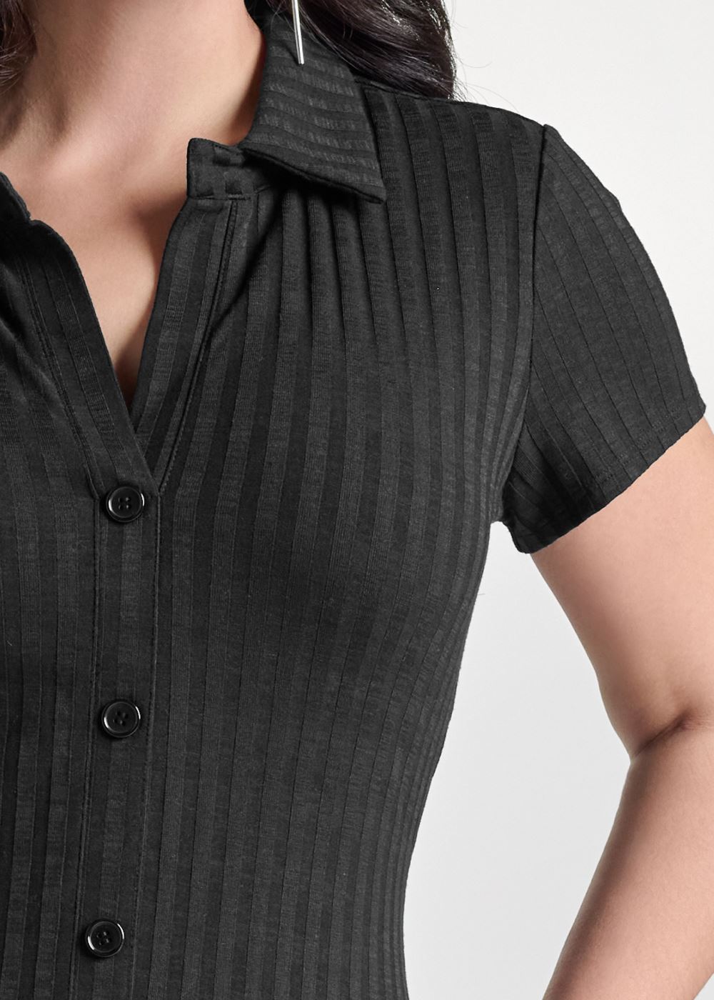Venus Plus Size Ribbed Button-Front Dress