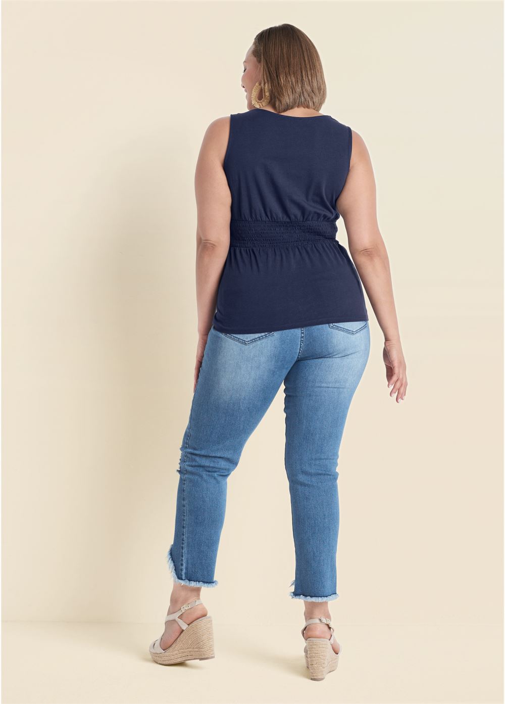 Venus Plus Size Smocked Square Neck Top