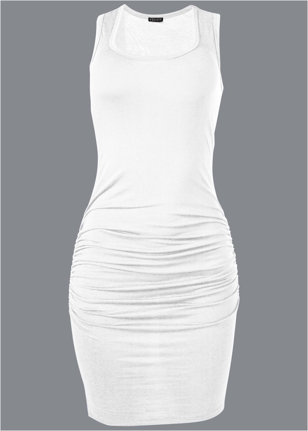 Venus Plus Size Sleeveless Ruched Bodycon Midi Dress