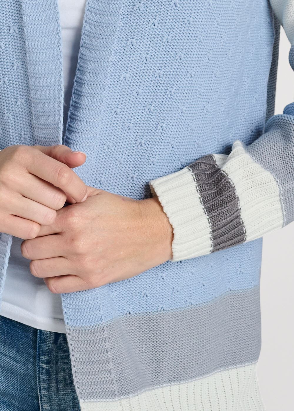 Venus Blue Multi COLOR BLOCK STRIPE CARDIGAN