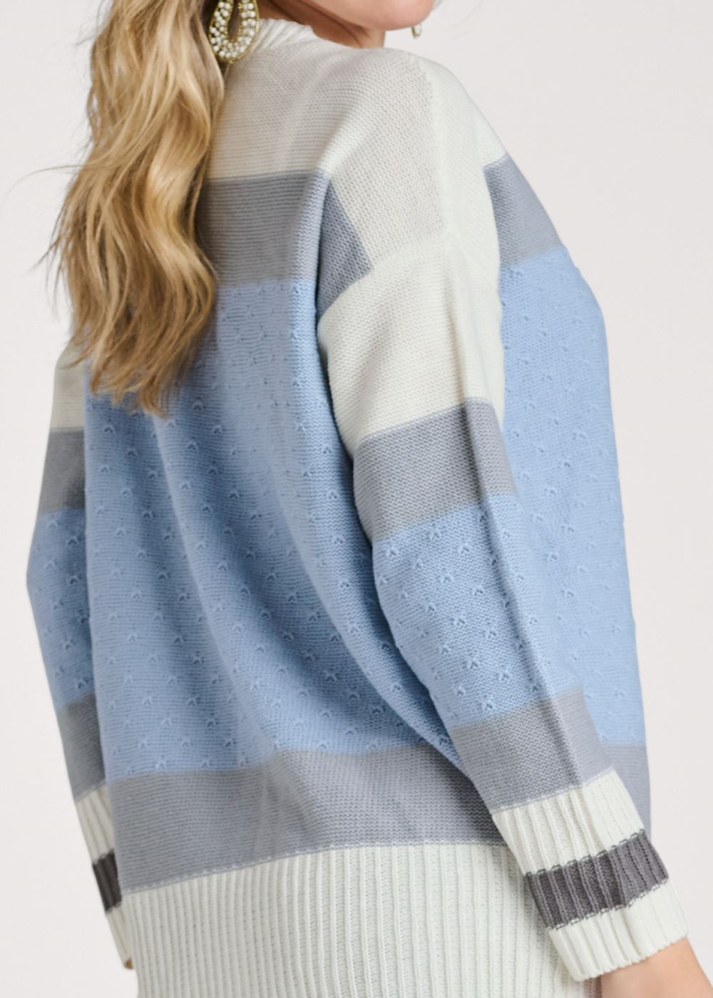 Venus Blue Multi COLOR BLOCK STRIPE CARDIGAN