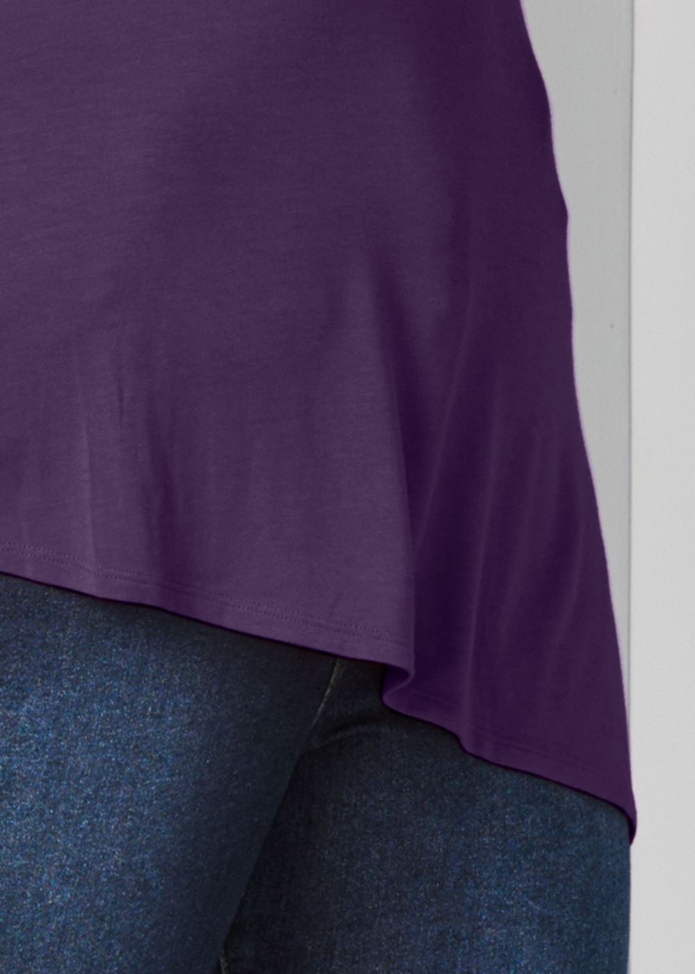 Venus Dark Purple V-NECK COLD-SHOULDER TOP