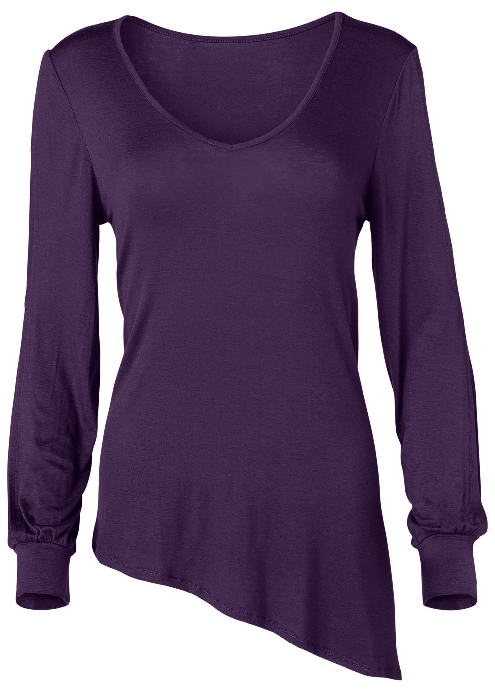 Venus Dark Purple V-NECK COLD-SHOULDER TOP