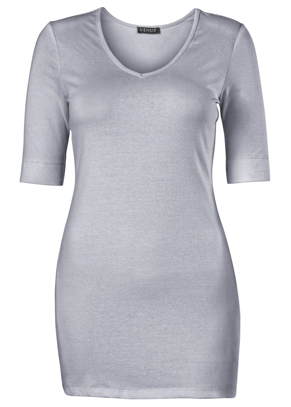 Venus Light Heather Grey Long And Lean V-Neck Tee