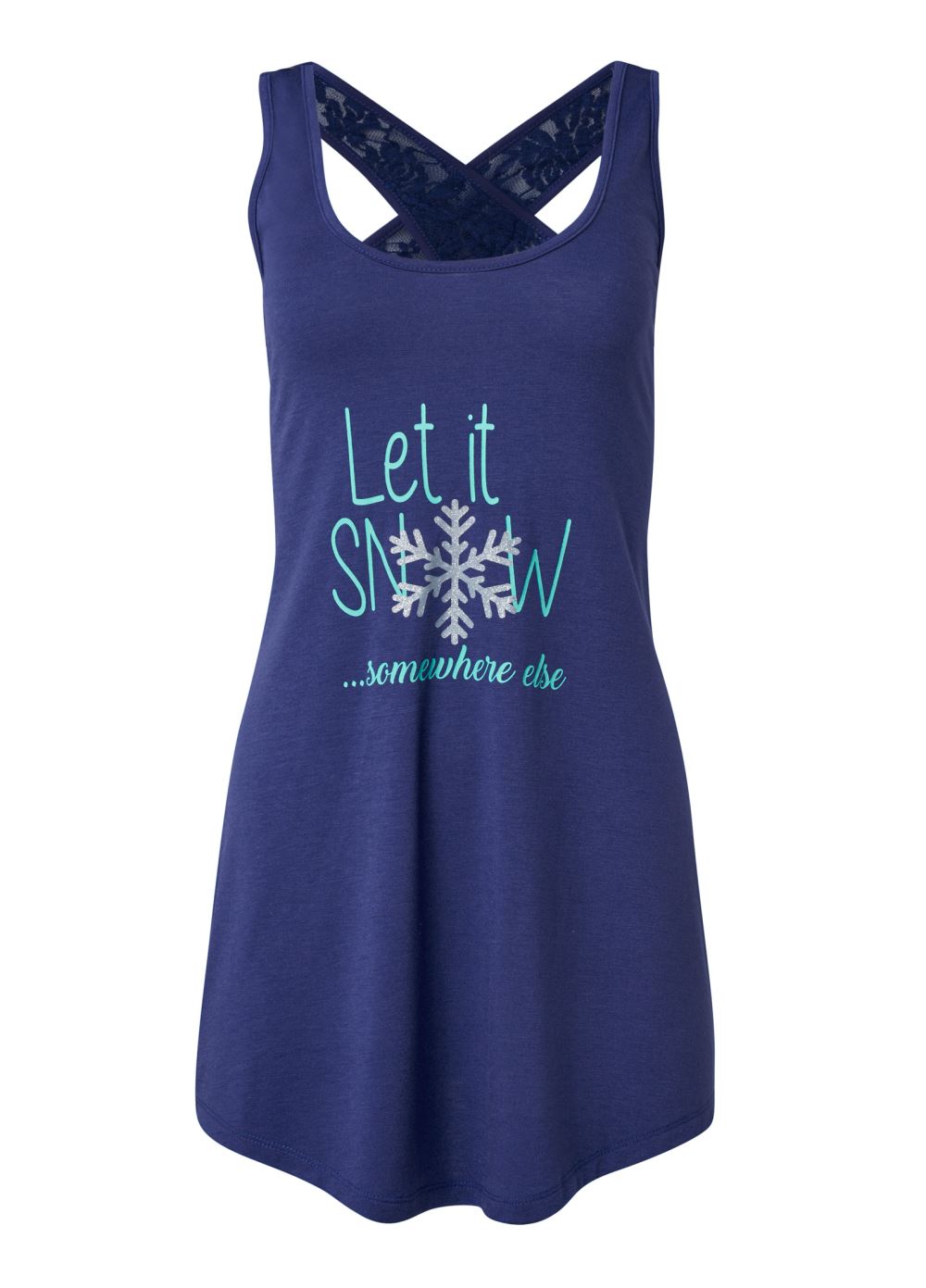 Venus Let It Snow Lace Back Nightgown