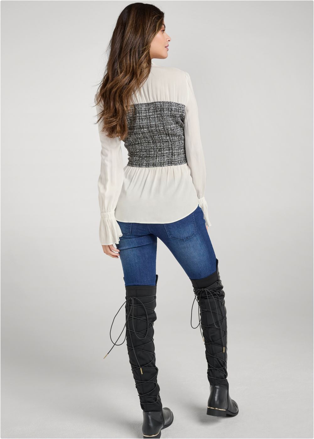 Venus Plus Size Tweed Bustier Blouse