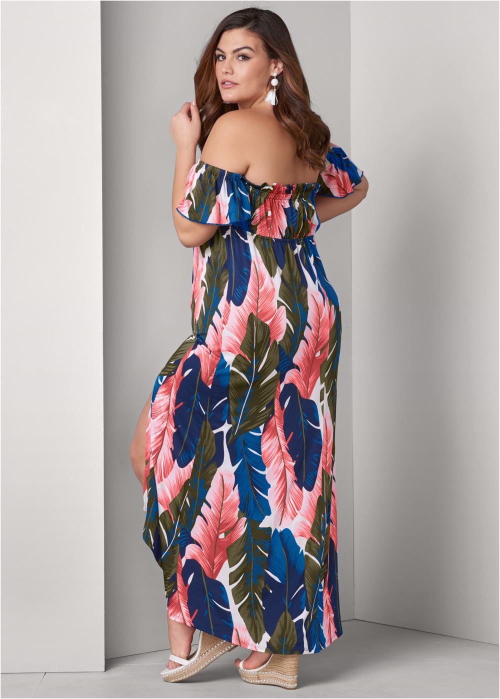 Venus Pink Multi Off-The-Shoulder Maxi Dress