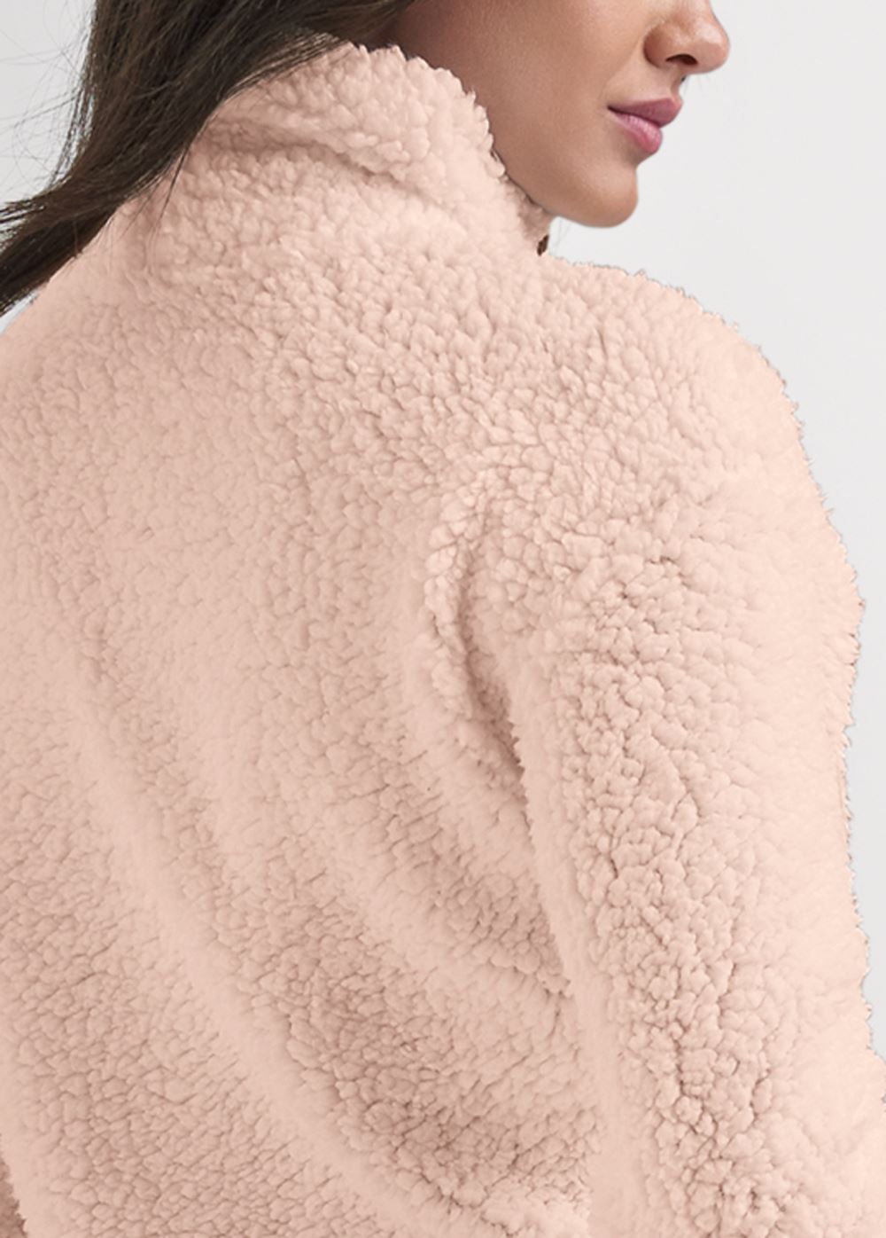 Venus Plus Size Heart Sherpa Sweatshirt in Peach Blush