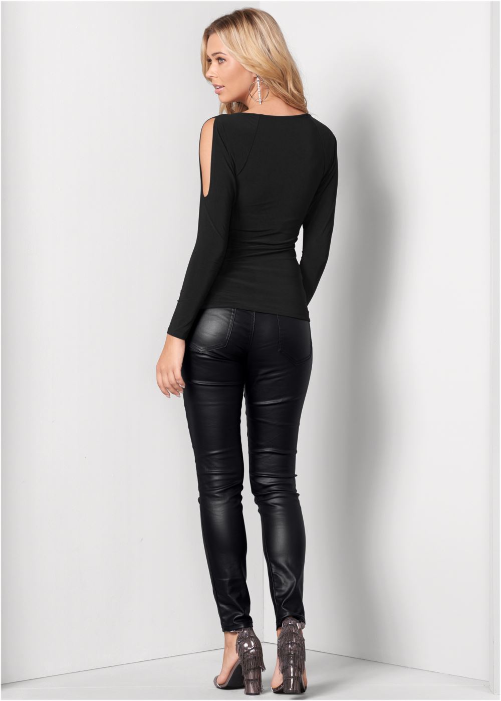 Venus Plus Size Lace-Up Cold-Shoulder Top