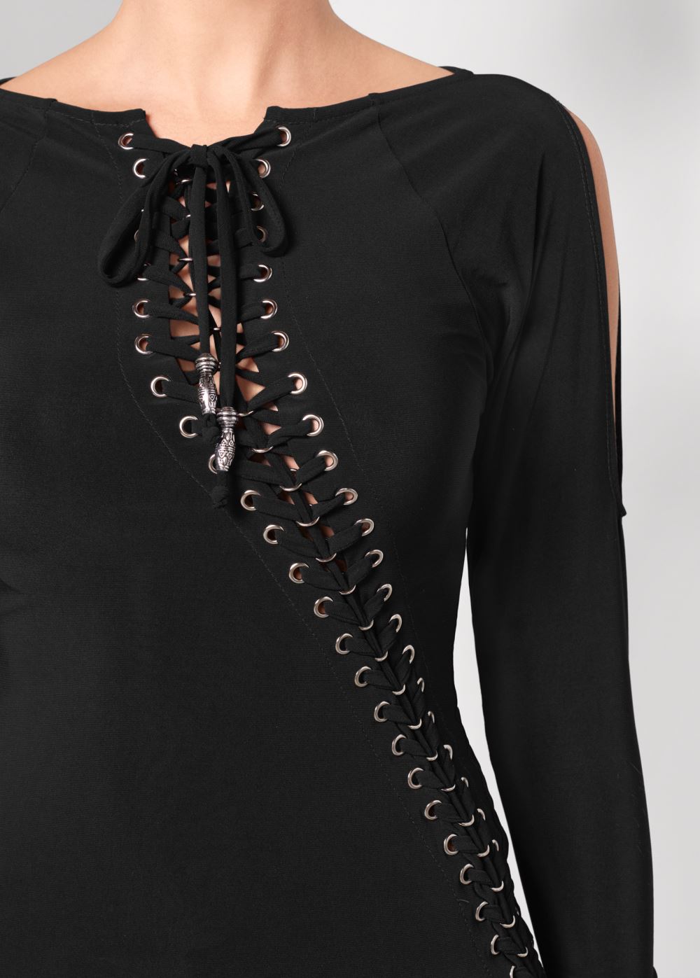 Venus Plus Size Lace-Up Cold-Shoulder Top