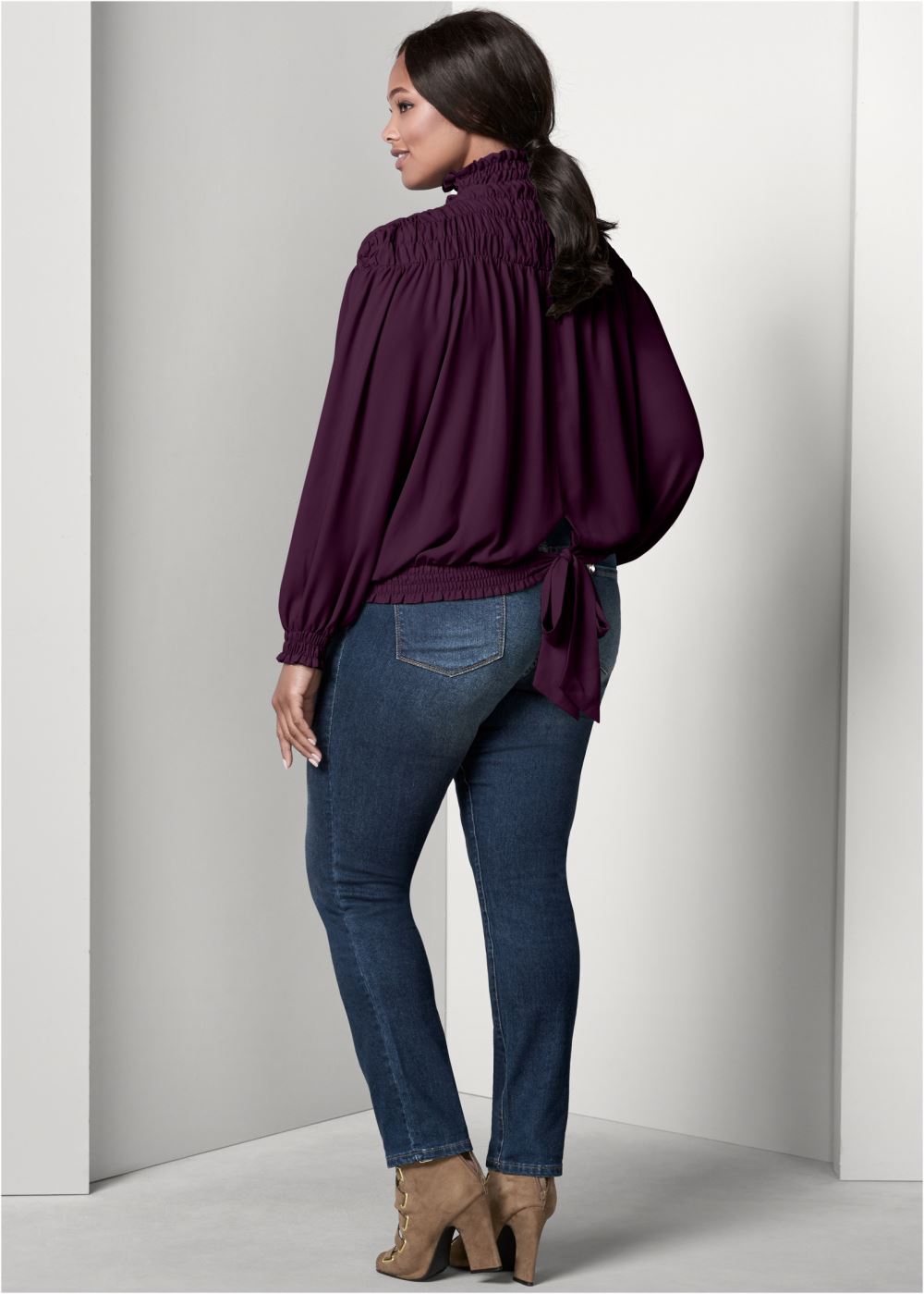 Venus Plus Size Smocked Detail Top