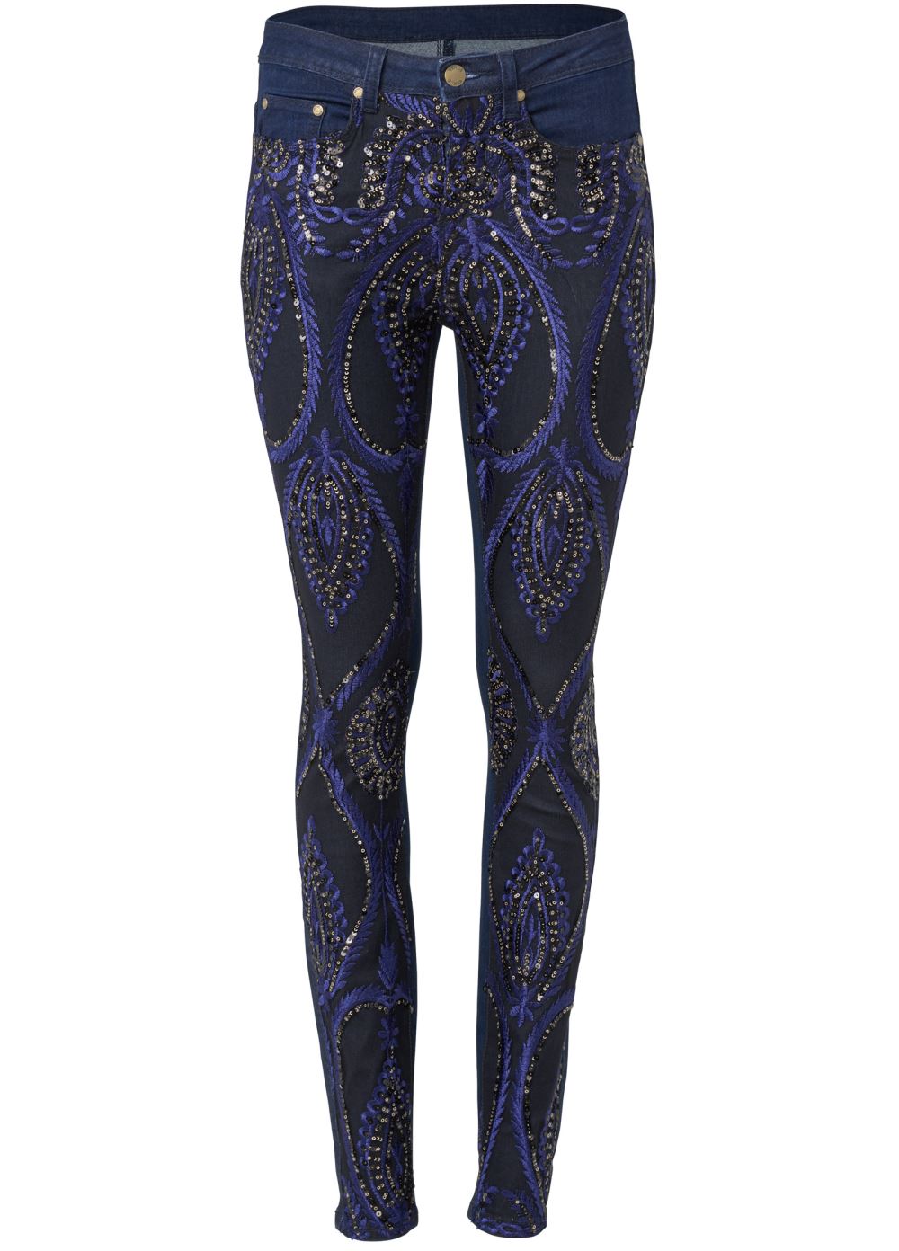 Venus Plus Size Beaded Skinny Jeans in Indigo Blue