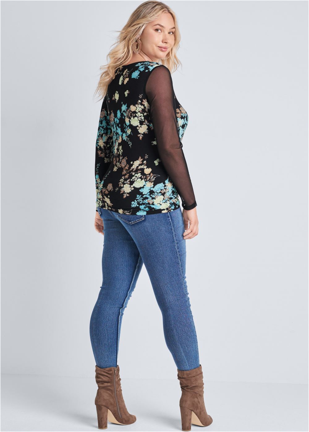 Venus Plus Size Mesh Detail Top