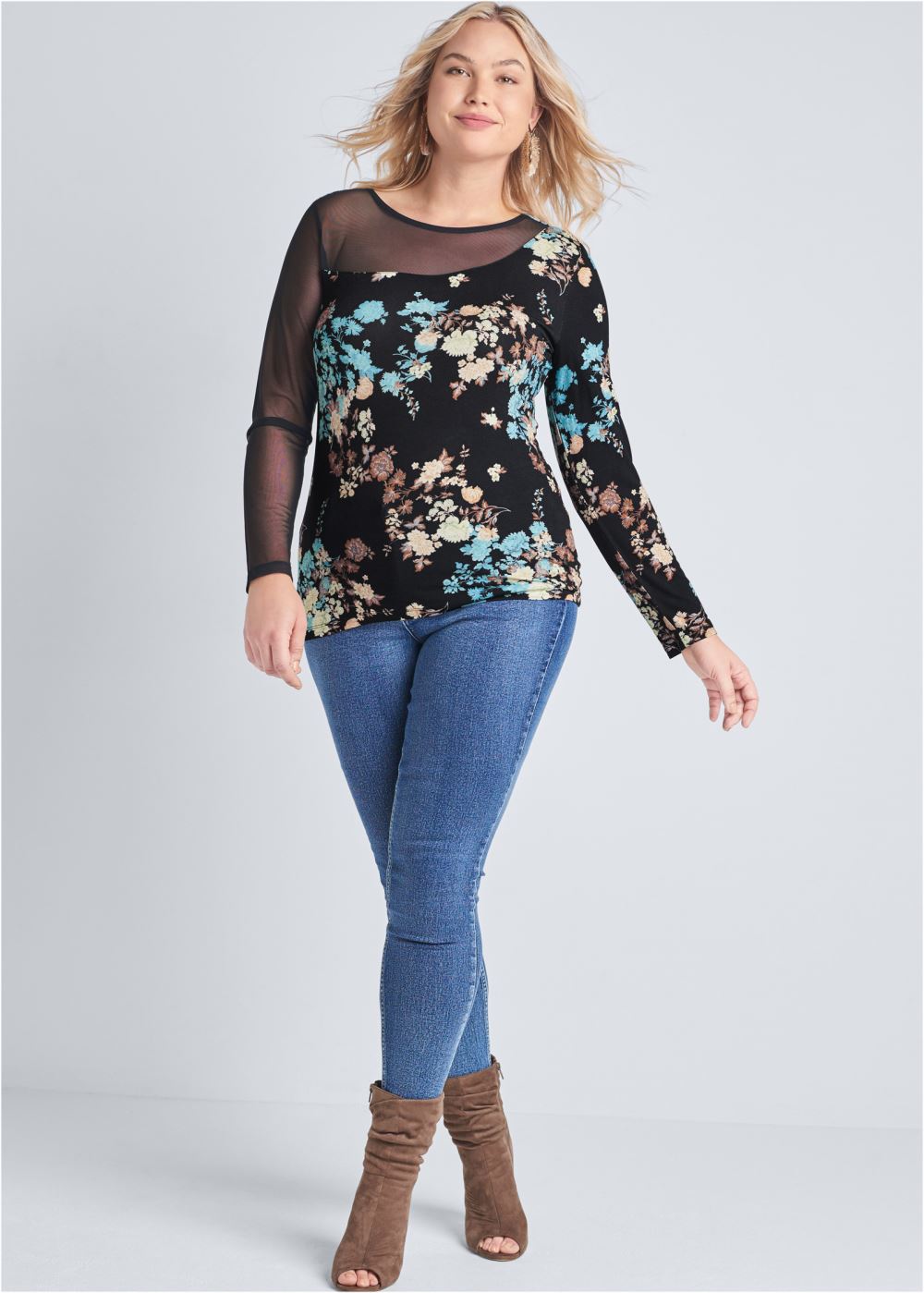 Venus Plus Size Mesh Detail Top