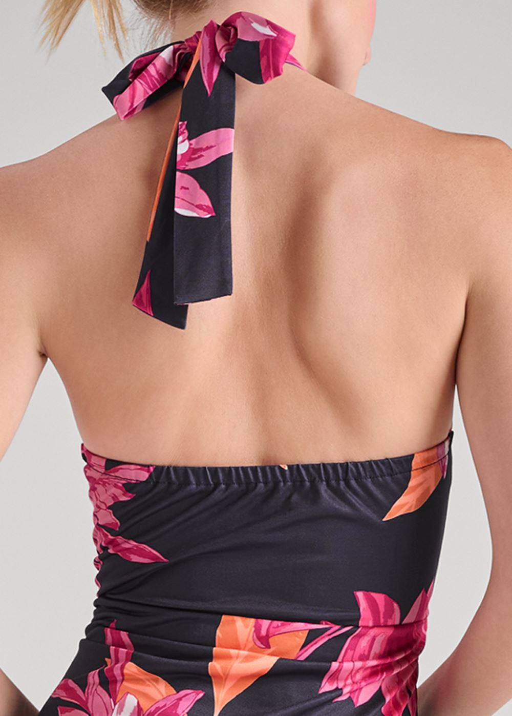 Venus Plus Size Midnight Floral Halter Dress
