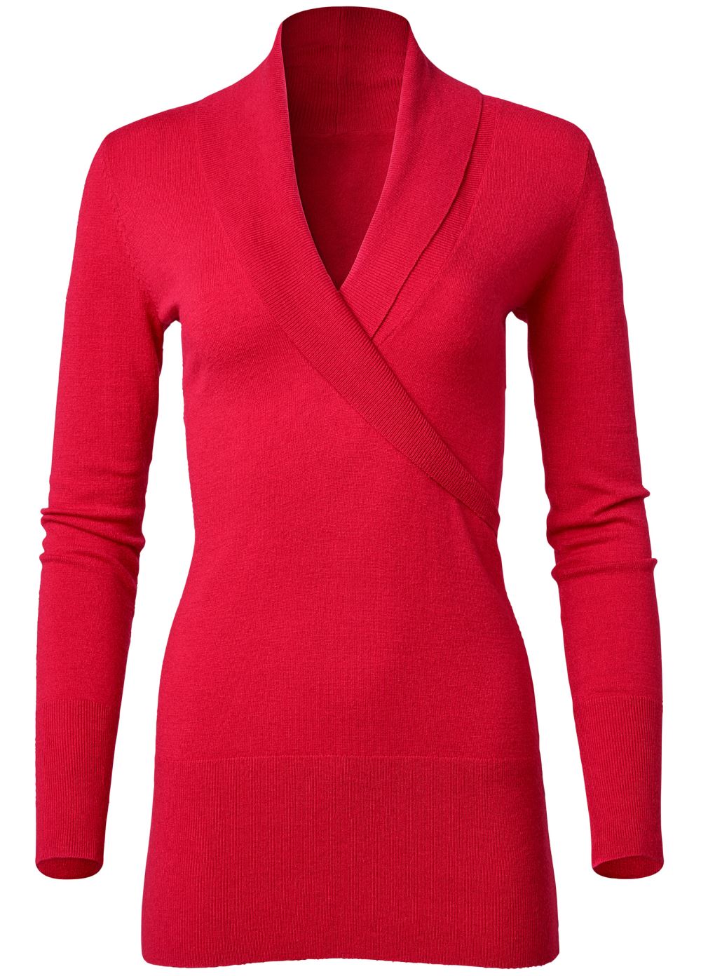 Venus Plus Size Faux Cashmere Tunic Sweater in Red